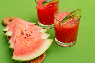 Fresh juice of watermelon, smoothie, cocktail. Sweet summer dessert healthy food concept