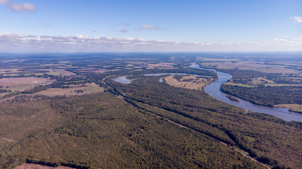 Forest top view drone red river louisiana