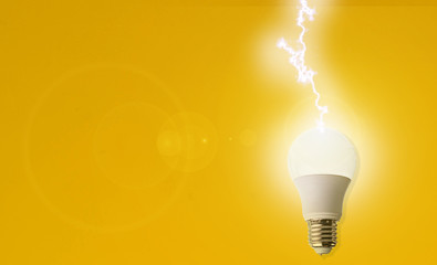 lightning bold strike in the light bulb, creative idea of the innovation concept