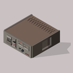 vector isometry 3D cassette player retro on grey background