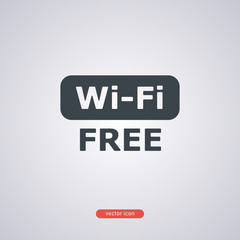 Free Wi-Fi icon isolated on gray background. Icon in a flat modern style. Vector illustration.
