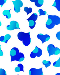 Postcard with  blue hearts on white background,  for material, postcards, valentine day, wedding,invitations, greeting cards, clothes, paper, holiday, wallpaper, textile