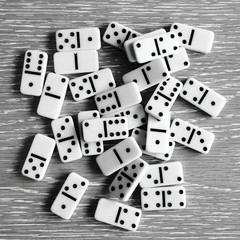 Domino set on wood texture