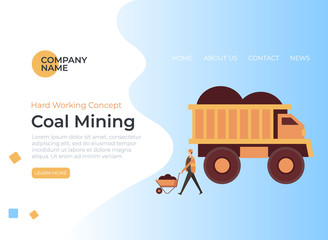 Coal mining concept banner poster. Vector flat graphic design cartoon illustration