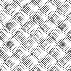 Weave seamless pattern with volume effect. Black textured background. Drapery, stripes, cloth. Vector illustration.