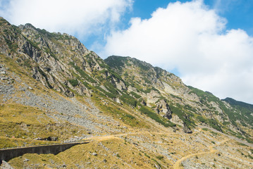 Breathtaking landscape in Carpathian mountains. With high green hills and rocks