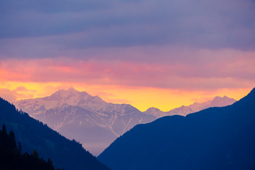 Sunrice in High Tauern, East Tyrol, Austria