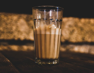 glass with coffee drink