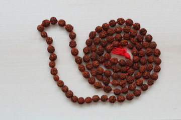 Japa mala. Prayer beads made from the seeds of the rudraksha tree.