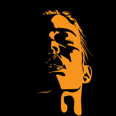 Woman face in contrast light. Vector. Illustration.