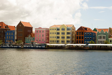 Colorful historical buildings of Willemstad, Curacao