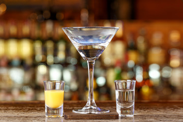 Cocktail on the basis of liquor Malibu and rum