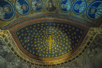 RAVENNA, ITALY - September 11, 2019: mosaic in the chapel