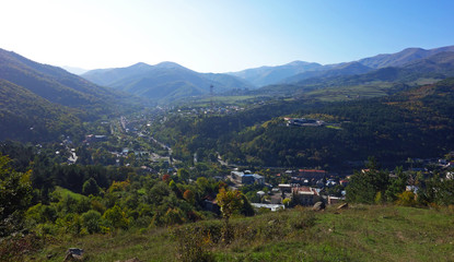 Fototapeta na wymiar Dilijan town aerial view, Armenia