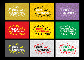 Simple flat doodle christmas card set design with swirly decoration