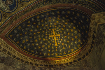 RAVENNA, ITALY - September 11, 2019: mosaic in the chapel