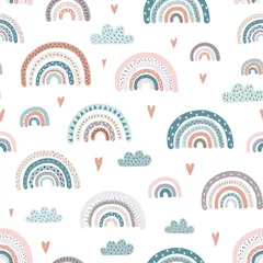 Sheer curtains Rainbow Cute rainbows and hearts seamless pattern. Adorable background