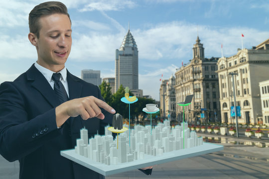smart technology in augmented mixed virtual reality in retail combine artificial intelligence mapping in futuristic concept, customer can go, know the recommend product by geofencing technology