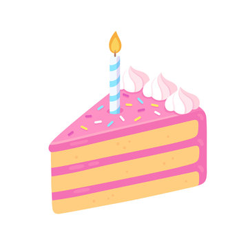 Birthday cake slice with candle