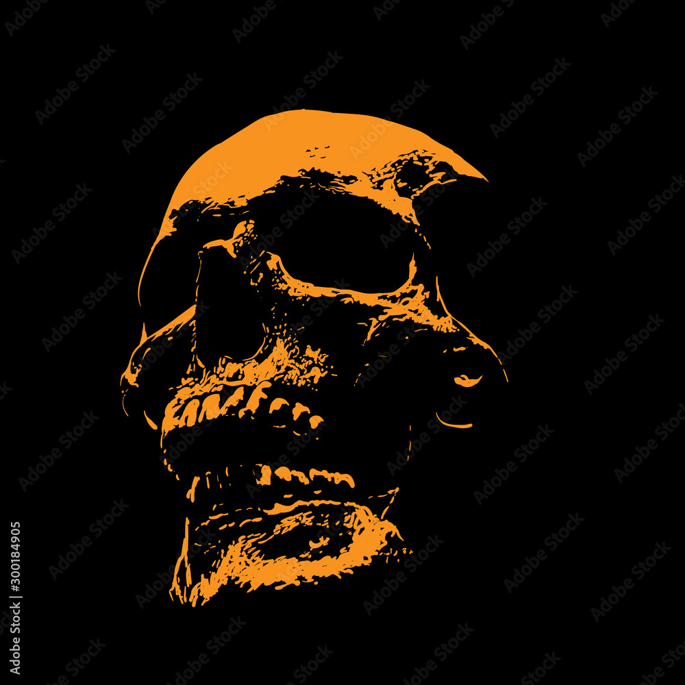 Wall mural Scull portrait silhouette in contrast backlight. Vector. Illustration.