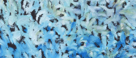 Abstract oil (wax) pastel smear painting. Canvas texture background. Horizontal long banner..