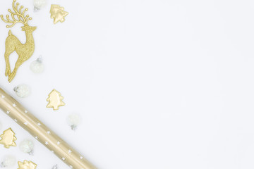 Christmas Flatlay Room for text on white background 