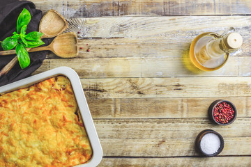 Delicious meat casserole with eggplant