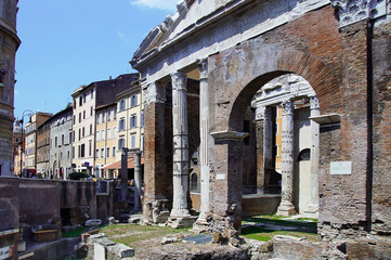 Photo of the Monument Portico of Octavia, Remains of an ancient walkway originally built in the 2nd century B.C. to link two Roman temples.