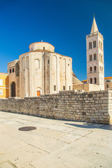 Fototapeta na wymiar Croatia, Dalmatia, city of Zadar, Saint Donatus church from 9th century on the old Roman forum ruins, historic architecture and popular tourist site