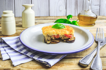 Delicious meat casserole with eggplant