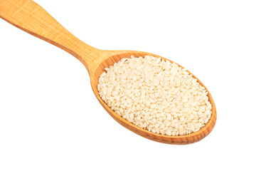 Sesame seeds in spoon