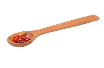 Dry red pepper in spoon