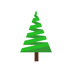 Concept Christmas or New Year tree in the form of a streamer. Christmas flat style icon isolated on white background