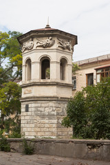 Fototapeta na wymiar Wind tower, ventilation tower of the former Marine Library on Frunze Street in the city of Sevastopol, Crimea