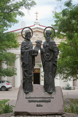 Monument to Saints Equal to the Apostles Cyril and Methodius in front of the Peter and Paul...