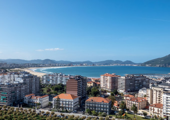 Obraz premium Top panorama Laredo city in Cantabria, North of Spain , panorama with buildings, sea and sky