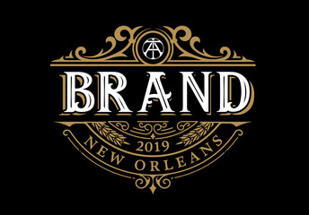 Vintage Luxury Logo Template Design for Label, Frame, Product Tags. Retro Emblem Design. Vector illustration