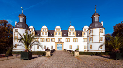 Fototapeta premium Neuhaus Castle, former residence of bishop princes, is quite a famous Renaissance castle near Paderborn. North Rhine-Westphalia, Germany, Europe