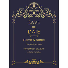 Wedding Invitation, save the date card baroque style. Vintage  Pattern. Retro Victorian ornament. Frame with flowers elements. Vector illustration. © natalitovchenko