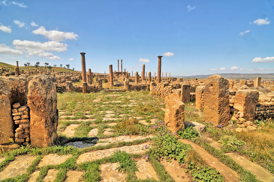 Timgad -  a Roman-Berber city in the Aur&egrave;s Mountains of Algeria.