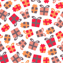 Cheerful gift pattern on white background