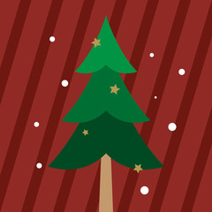 Merry Christmas, Christmas flat design, Christmas trees, Candy, Happy box, Red background, Vector illustration