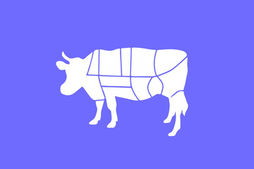  Neon in the butcher shop. Beef meat diagram butchering cattle