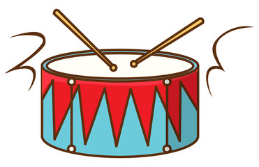 Drum with sticks on white background