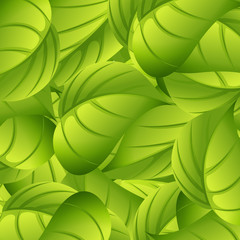 Seamless background design with green leaves