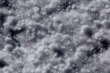 background of shiny frozen snow in a sunny day