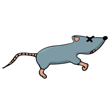 little dead mouse. rodent control. isolated cartoon vector illustration