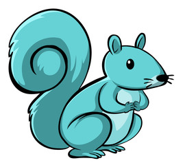 Blue squirrel on white background
