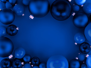 3D Illustration, Christmas balls background greeting card with copy space