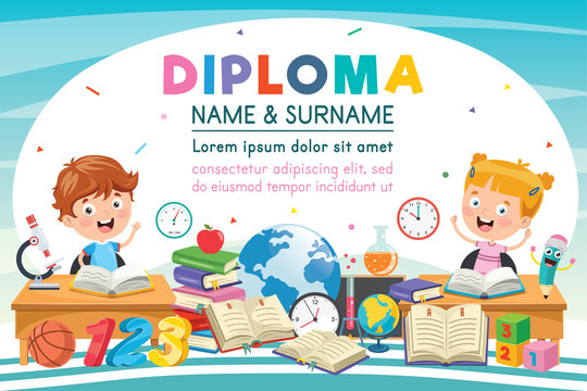 Preschool Elementary School Kids Diploma Certificate